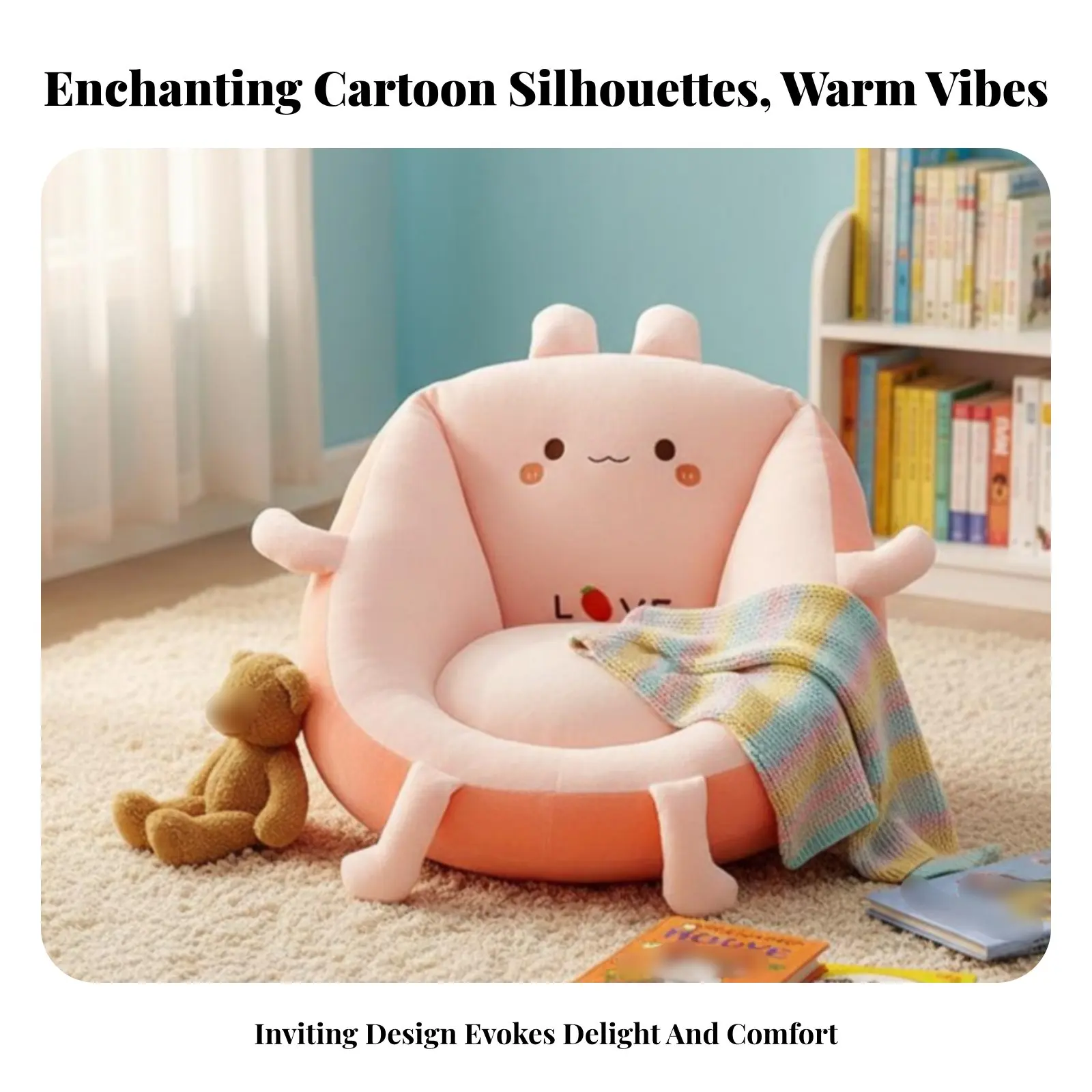 生き物の形をしたシートパッド、かわいい漫画デザイン、毛皮のようなキャラクターチェア、お手入れ簡単、多機能、勉強の隅、寝室に最適