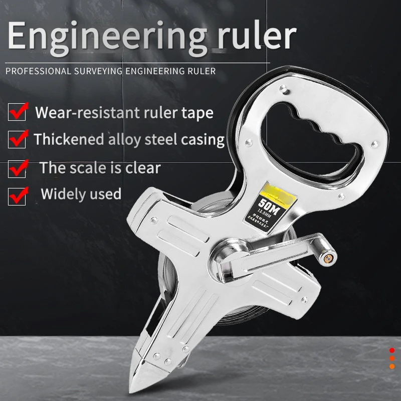 Thickened Alloy Steel Tape Measure，Stainless SteelTape Measure，Handheld Ruler，Hand-cranked Ground Ruler，
