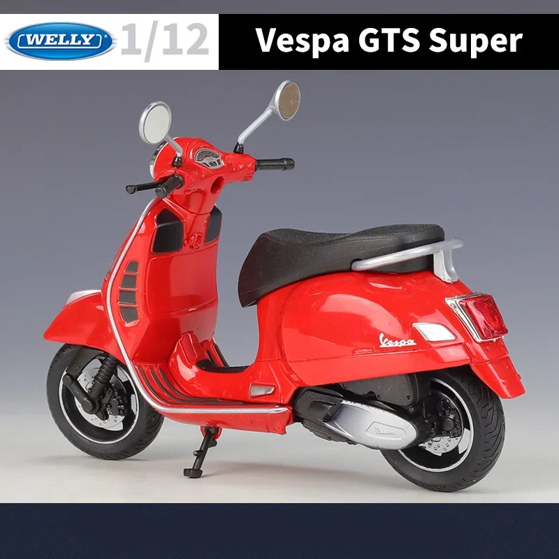 نموذج دراجة نارية فائقة WELLY-Vespa GTS للأطفال ، سبيكة ترفيهية ، محاكاة لطرق الشوارع ، معدن ، هدية لعبة ، الأرجنتينية