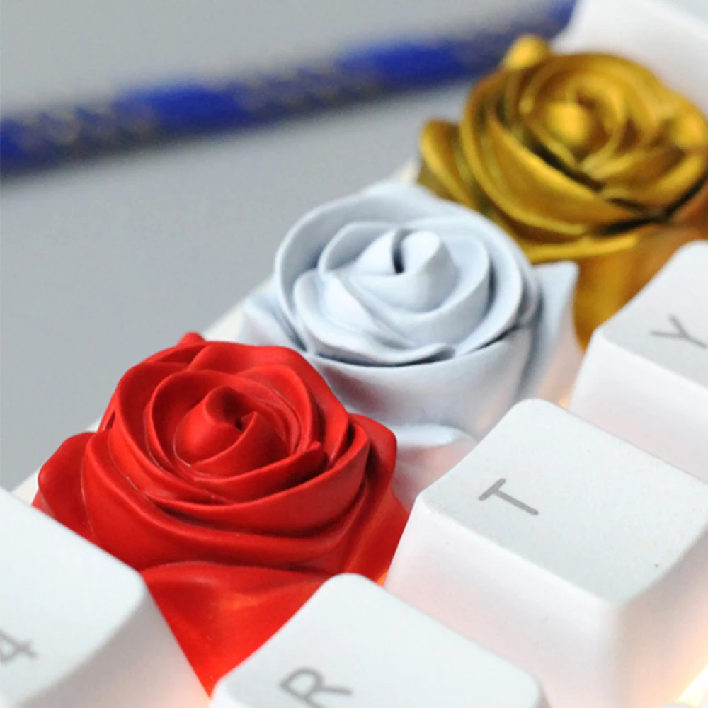 Imagem -02 - Rose Resina Keycaps para Cross Switch Teclado Gaming Mecânico Handmade Keycaps Personalizados Função Zona Esc f 3d