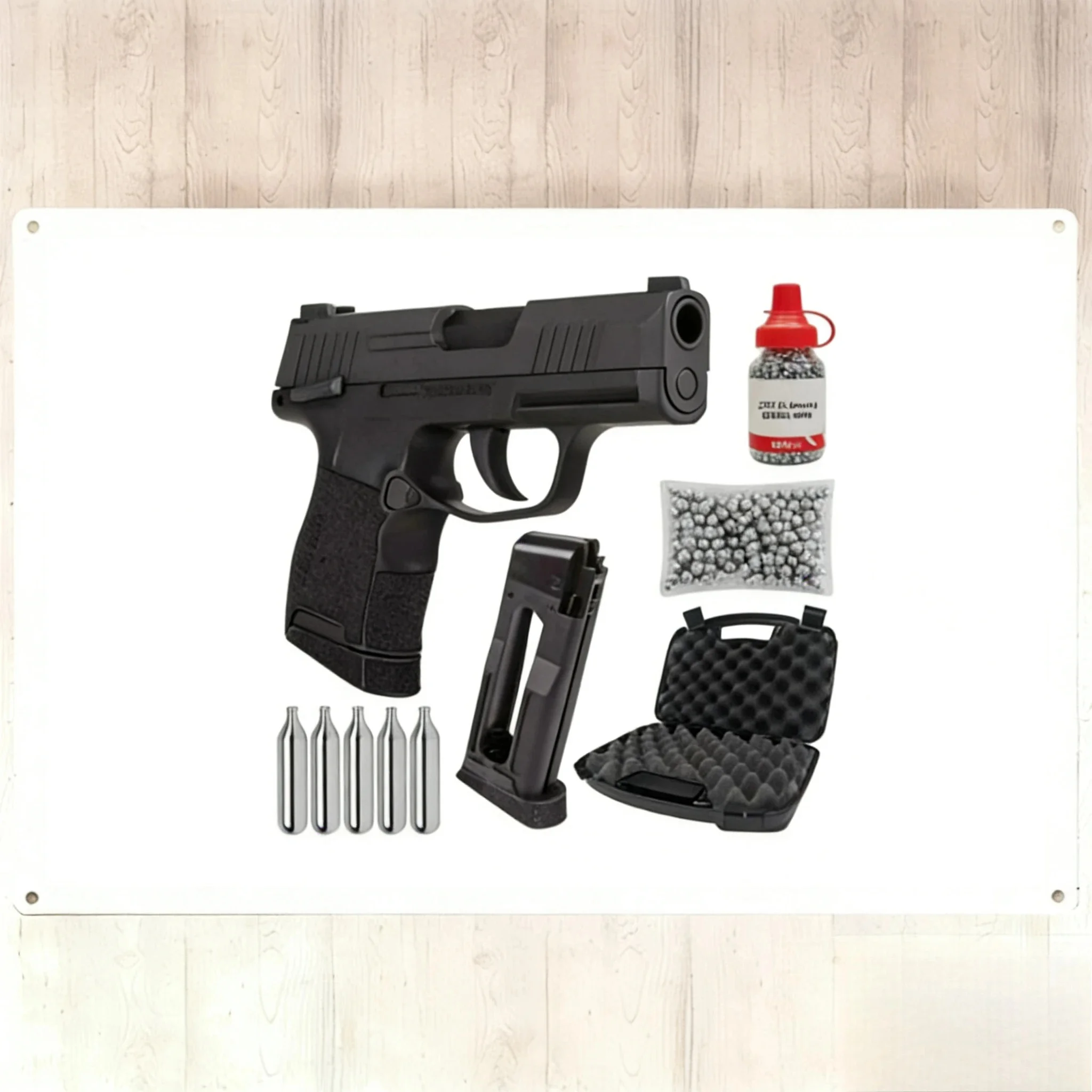 Sіg Sauer P365 .177 Cal CO2 BB Blowback Air Pistol with Wearable4U 100x BBS and Hard Case Bundle Vintage Decor Metal Wall Sig