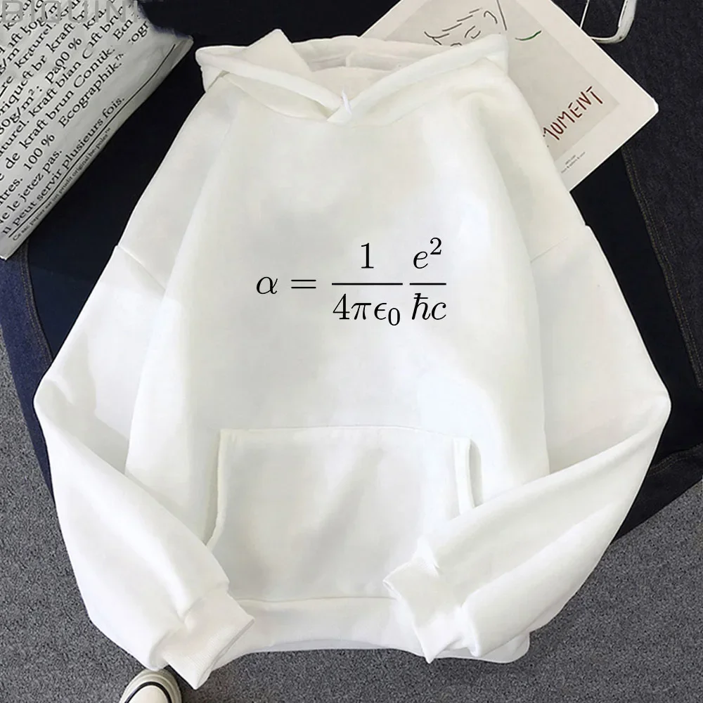 Physics Maths Quantum Equations Universe Lagrangian Letter Print Hoodie Women Men Vintage Winter Autumn Loose Hooded Long Sleeve