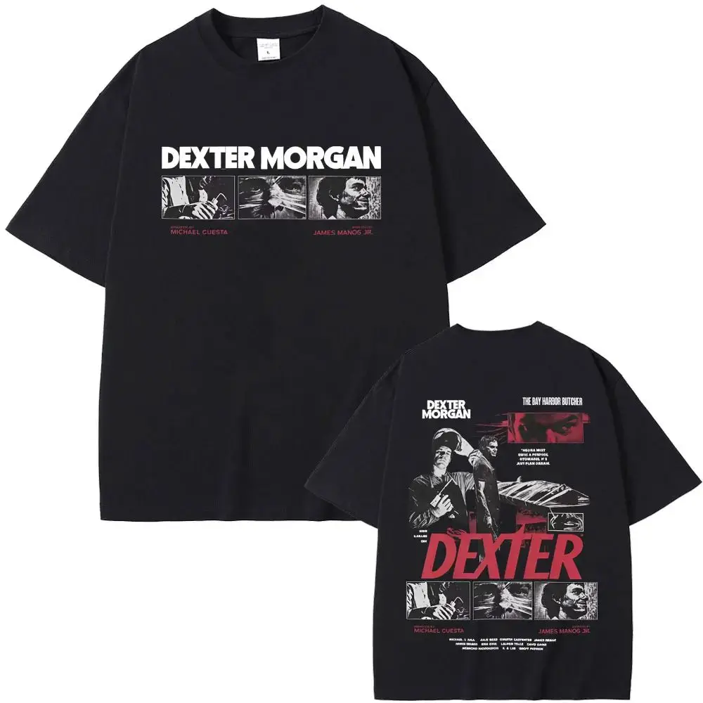 Relaxed retro print cotton T-shirt for men - Hip-hop street fashion. Dexter Morgan Bay's Butcher T-shirt for men and women