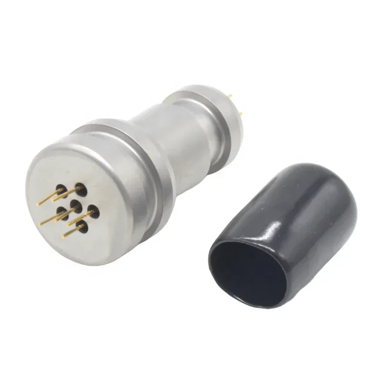 Sintered High Temperature Resistant Connector 6-pin Outer Sealed Vacuum Glass New Black Male Female Connector 6 Pin DIN Huilin