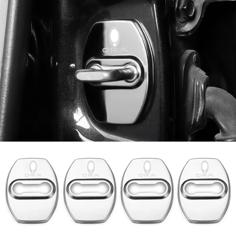 Interior Stainless Steel Car Door Lock Cover Trim For GWM Ora Good Cat 2022 2023 2021 Accessories