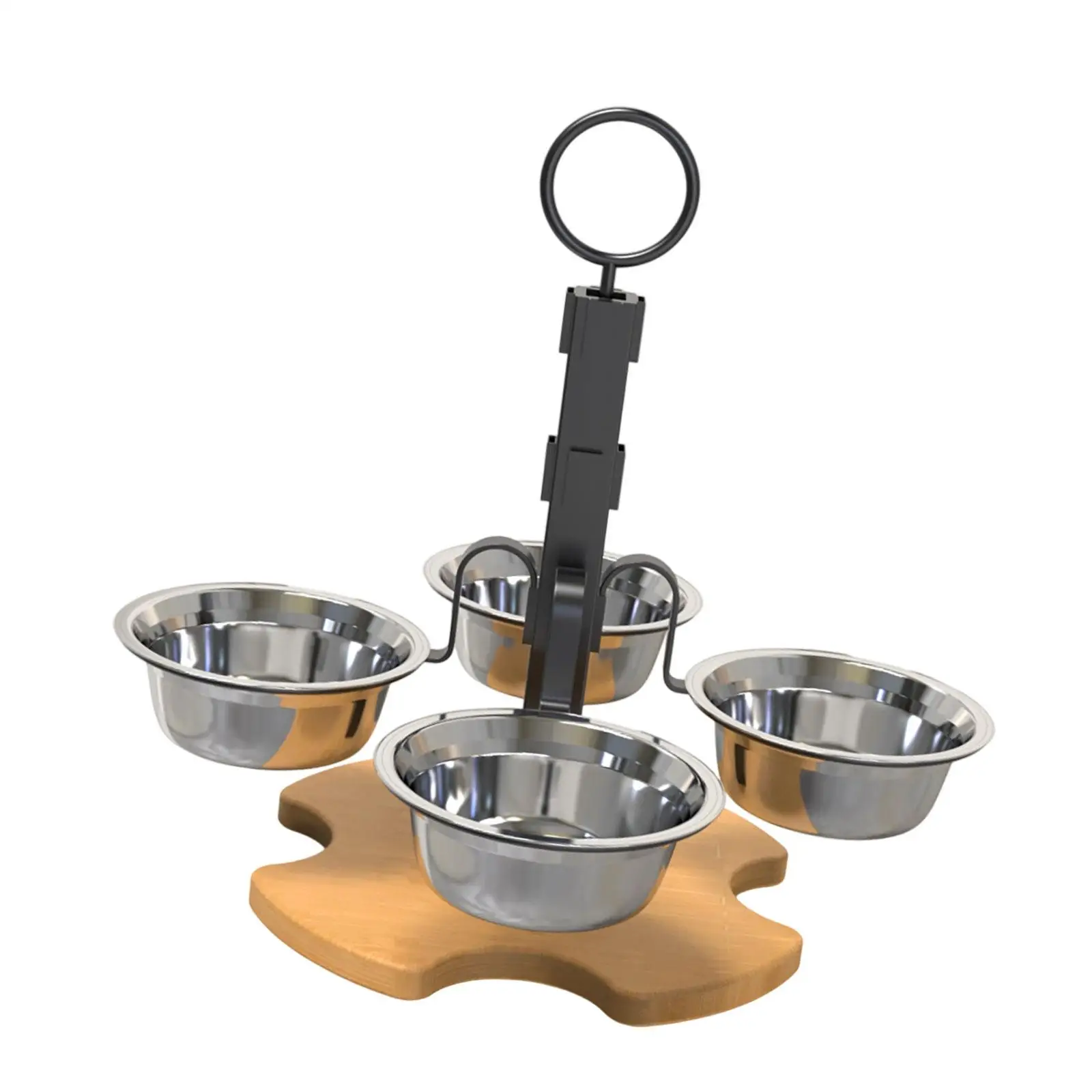 

Elevated Cat Bowls with 4 Stainless Steel Bowls Portable Pet Feeding Station