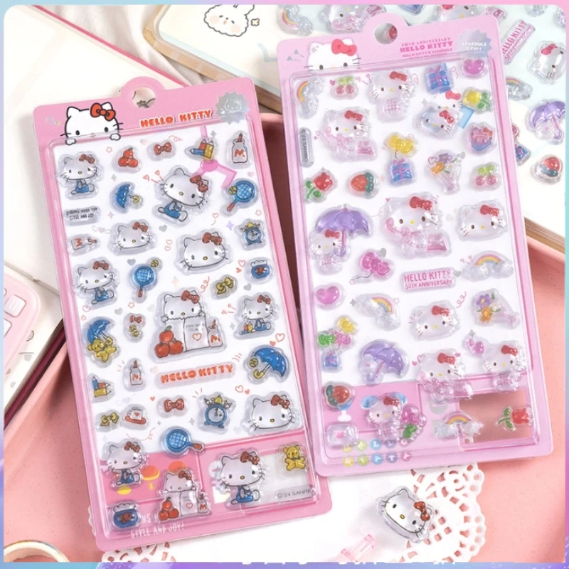 Genuine Kawaii 3D Embossed Crystal Sticker Waterproof Diy Mobile Phone Case Decoration Sticker Hand Account Sticker Gift