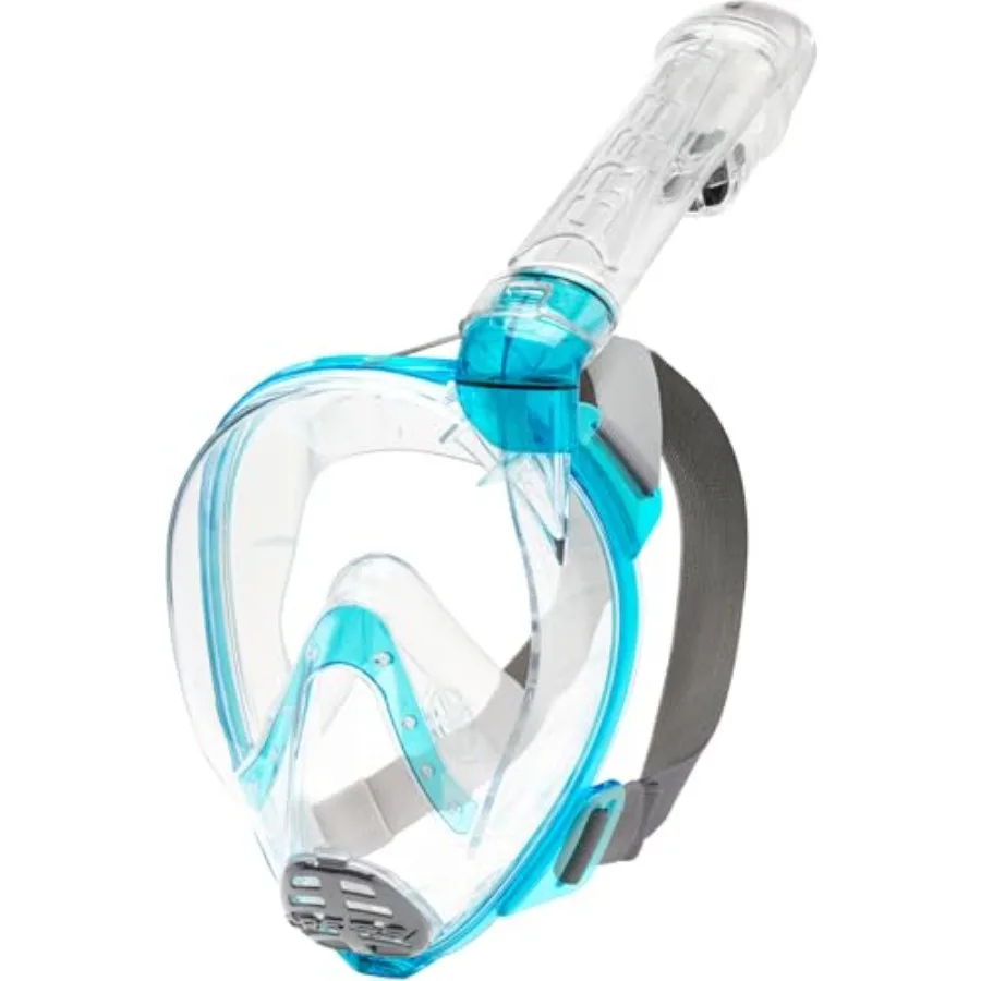 

Baron Full Face Masks for snorkeling silicone material clear/aquamarine color wide field of view and anti-fog lens