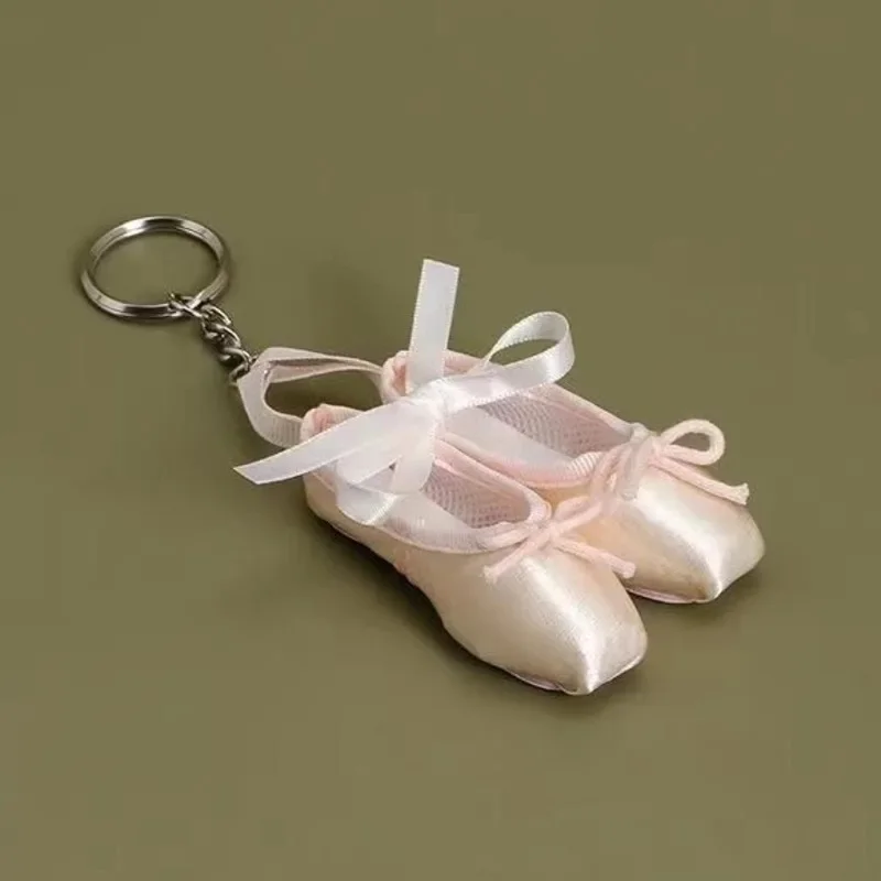 Cute Funny Pink Ballet Shoes Key Chain 7.5x5cm Girl Versatile Backpack Accessories Bag Keychain Pendants Birthday Gift Decor