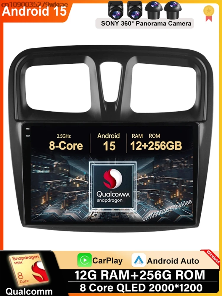 

Android 15 For Renault Logan 2 Sandero 2 2012 - 2019 5G WIFI Car Radio QLED Stereo Navigation DSP Head Unit 4G LTE Qualcomm BT
