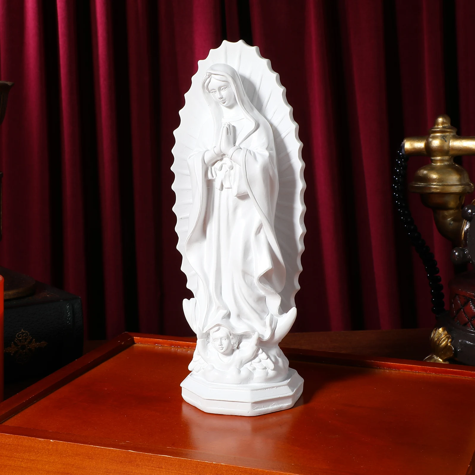 

Mary Statue Resin Miniature Catholic Decorative Sculpture Religious Desktop Ornament Virgin Mary Craft for Home Office