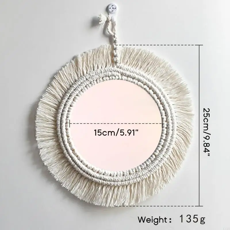 Miroir kx4b bohème avec franges macramées miroirs suspendus pour maison chambre à coucher
