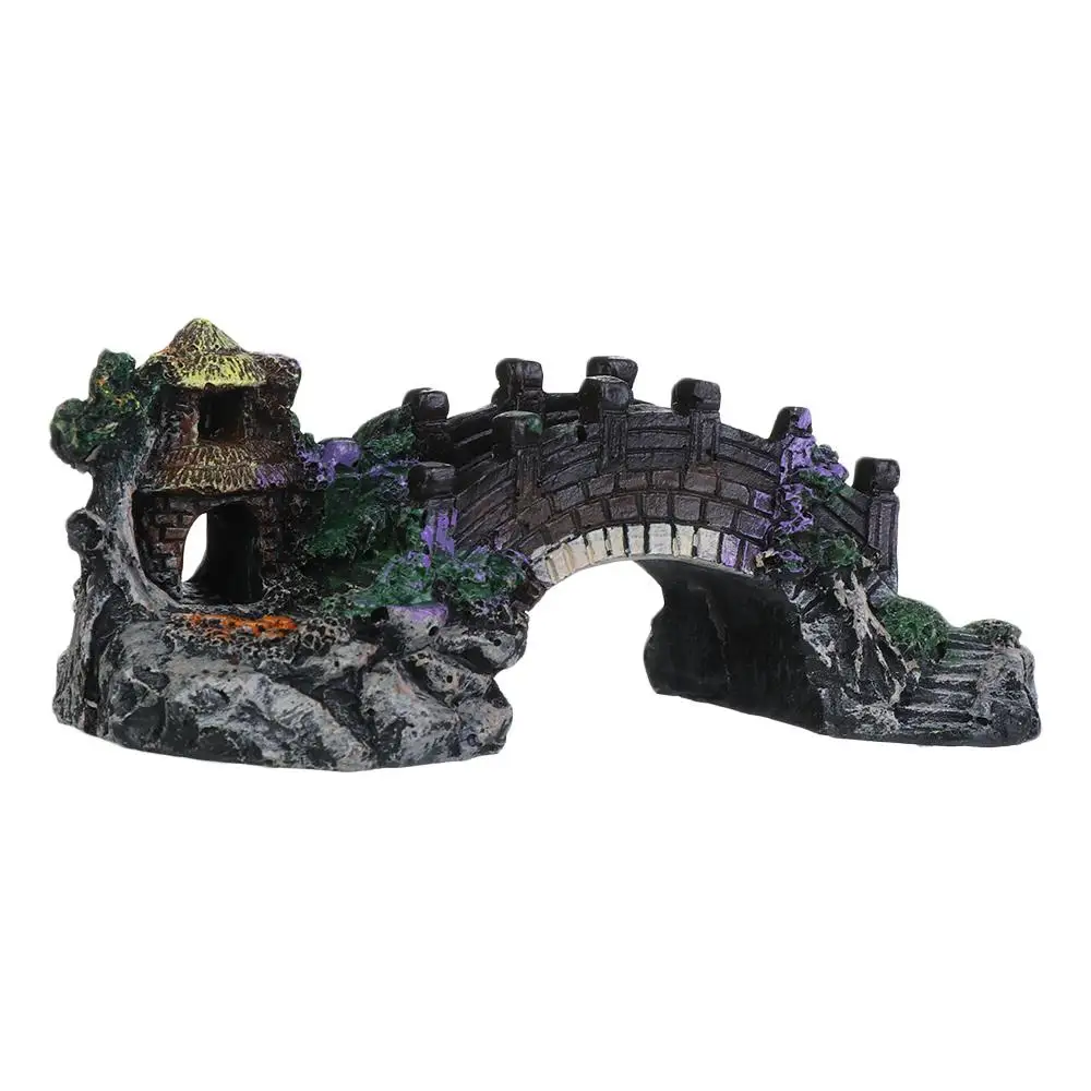 New Accessories Aquatic Pet Supplies Resin Aquarium Ornaments Fish Tank Ornament Artificial Bridge Rockery Fake Landscaping
