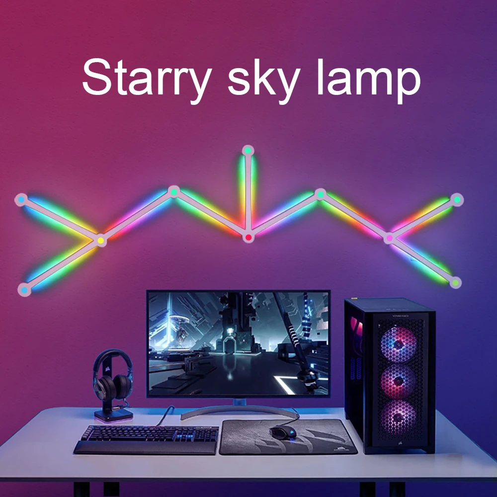 Wiscolor LED RGB Smart Wall Light DIY Atmosphere Night Light Game Room TV Backlight Decorative Wall Light Bar Music Rhythm APP