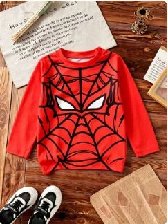 Long-sleeved, Crew-neck T-shirt Featuring A Cool, Stylish Cartoon Print