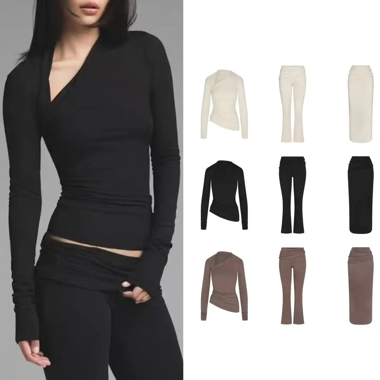 

26SS KIM CLOUD ASYMMETRIC LONG SLEEVE TOP Asymmetrical Long Sleeve Suit