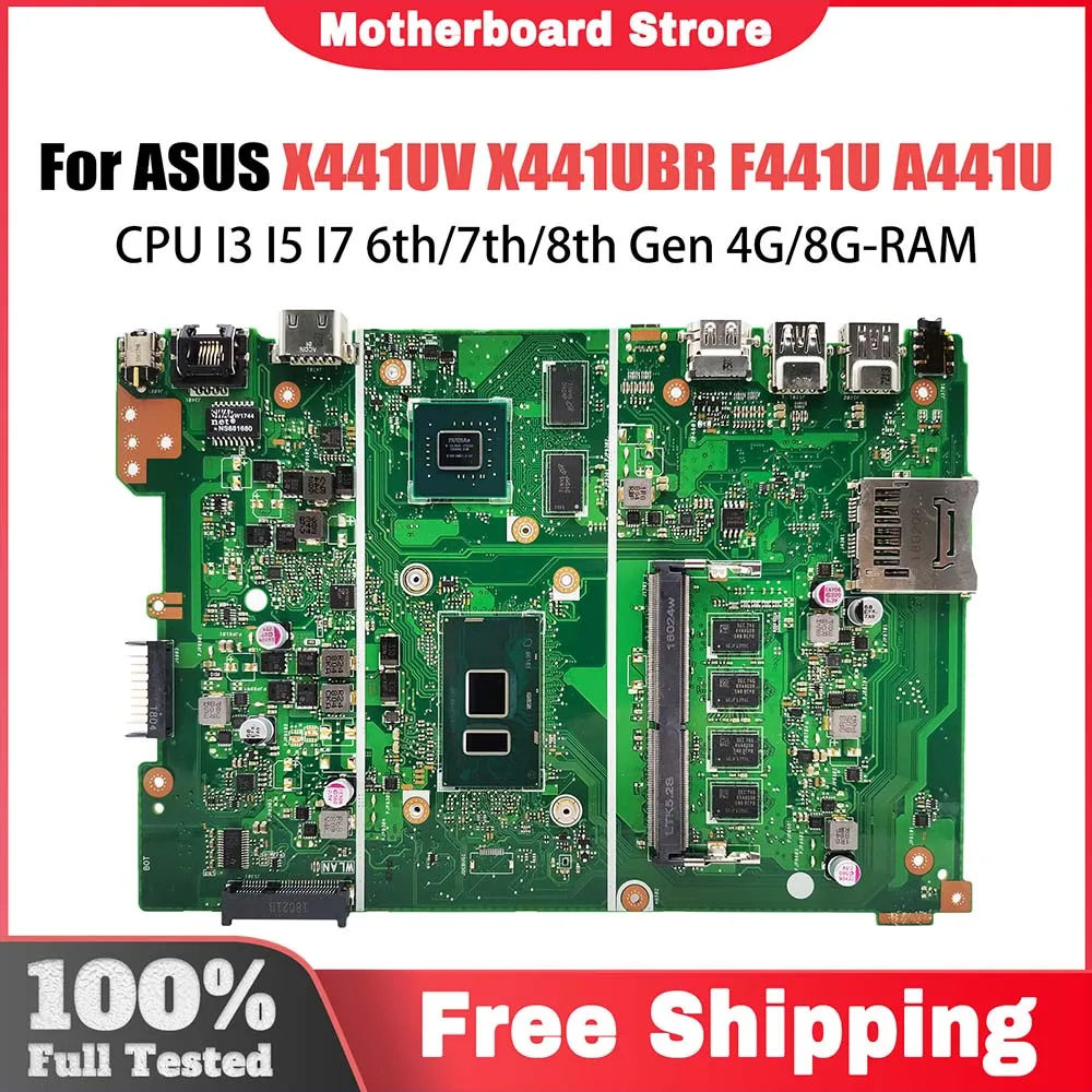 

X441U Mainboard For ASUS X441UV X441UBR F441U A441U X441UVK X441UB Laptop Motherboard I3 I5 I7 6th/7th/8th 4G/8G-RAM 920MX