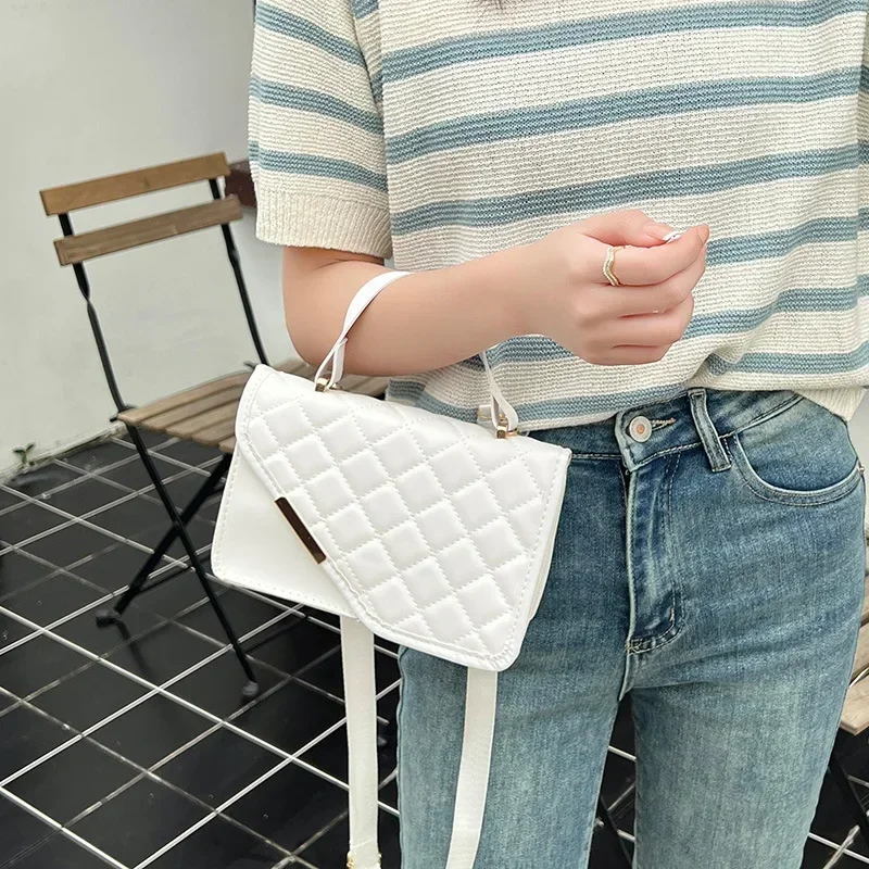 New Fashion Leisure Lingge Embroidered Ribbon Cross Body Small Square Bag Cross Border Handbag One Shoulder Bag