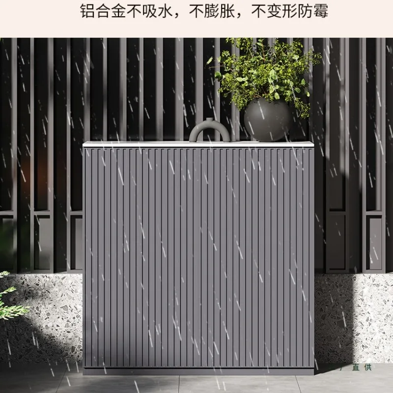 Garden Aluminum Alloy Locker Outdoor Garden Grille Door Rainproof Sunscreen Storage Cabinet Balcony Full Aluminum Storage