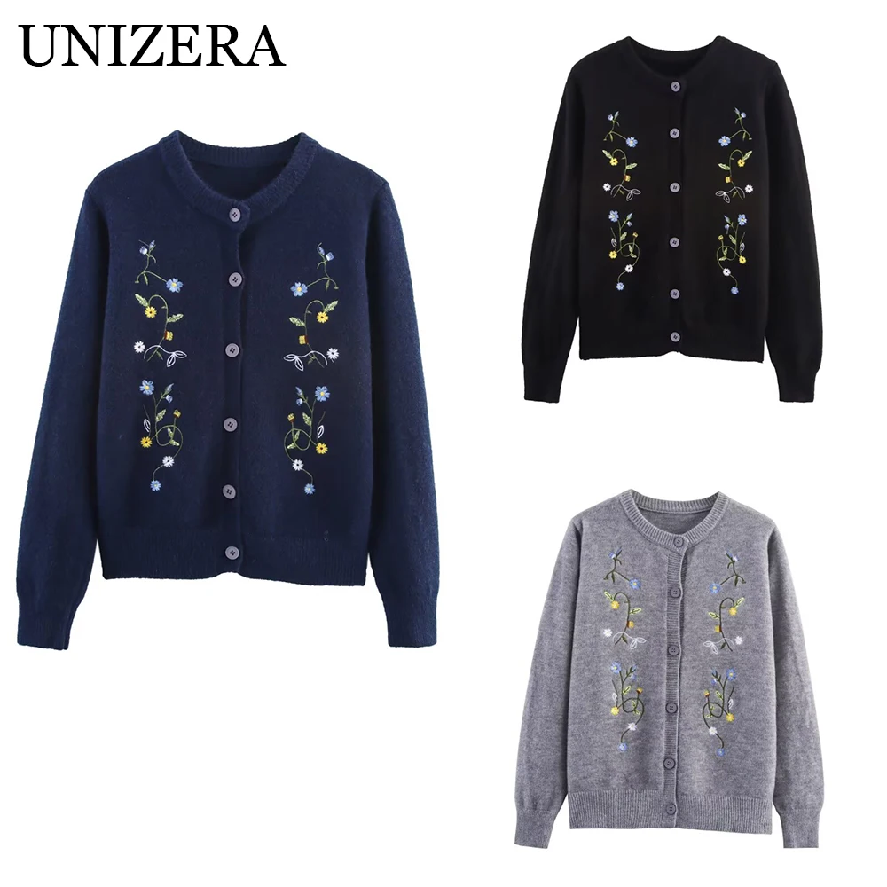 

New women's clothing European and American style fashionable simple and versatile casual embroidery knitted cardigan