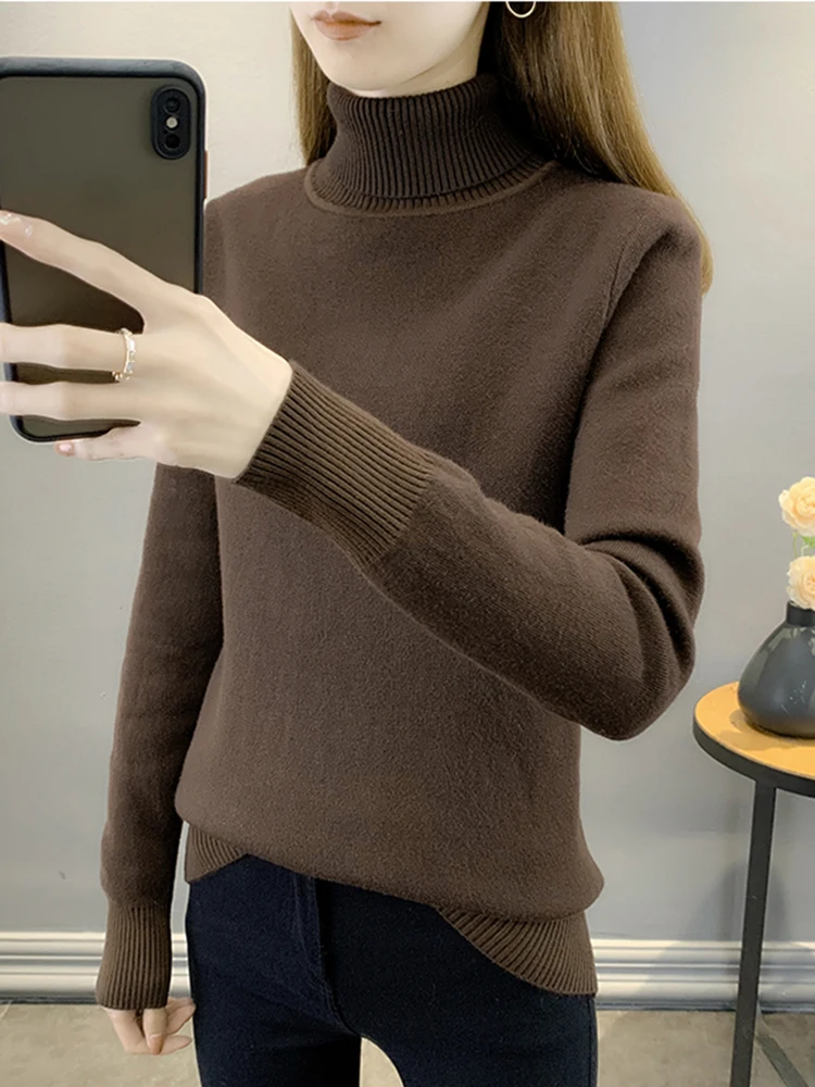 Maglione dolcevita invernale donna Big Size 4XL Pullover foderato in finto visone addensare top in maglia calda maglione morbido sottile in