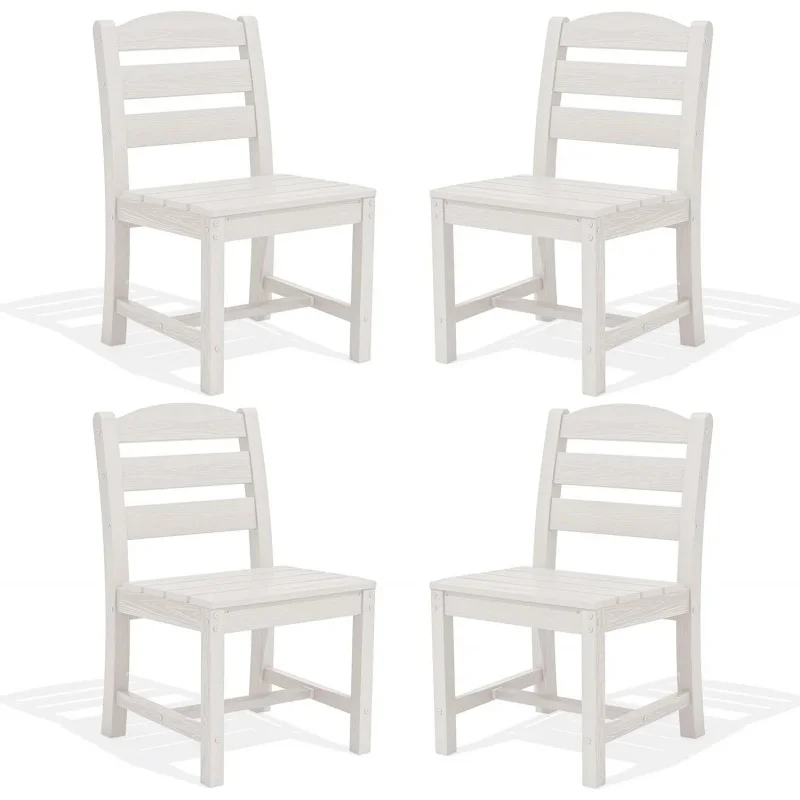 

4PCS Outdoor Armless Dining Chairs Set, All-Weather HDPE Patio Chair, 19. Widened, White Weatherproof Anti-Fade Durable