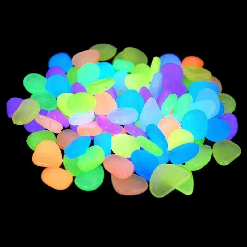 2 cm Luminous Stones Glow In Dark 50/25 Pcs Garden Outdoor Decor Resin Pebbles Fish Tank Walkways Patio Lawn Pebble Rocks