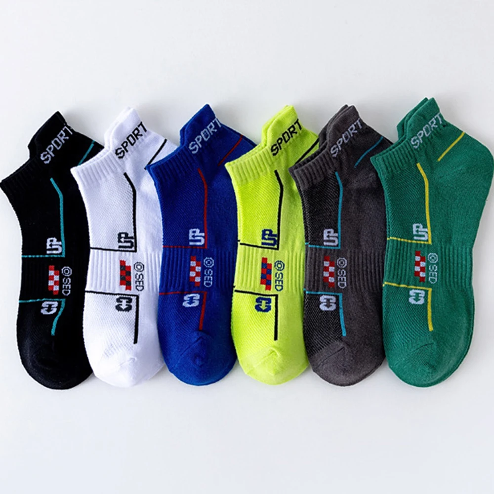 6 Pairs/Lot High Quality Men Ankle Socks Breathable Cotton Sports Running Mesh Casual Athletic Thin Cut Short Sokken