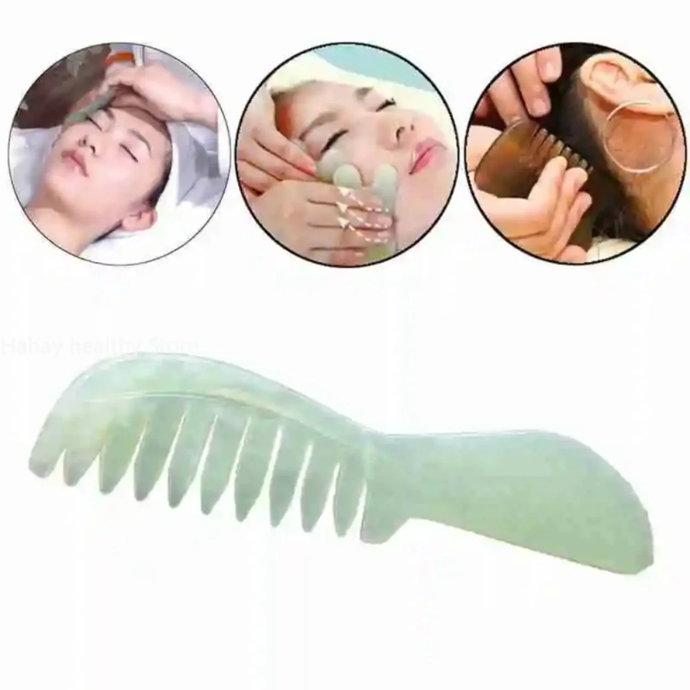 

Natural Jade Hair Comb Head Massager Scalp Massage Meridian Brush Board Stone Massage Hair Body Comb Beauty Sha Retro Gua