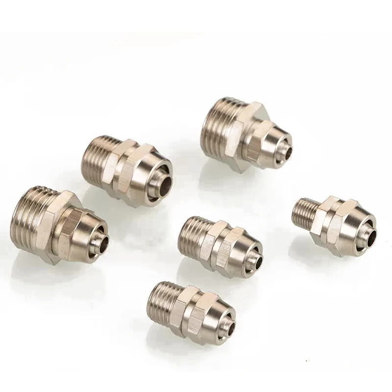 Pneumatic Connector Quick Screw Adapter Copper Nickel Plating PC6 8 10mm Fast Twist Joint Male Thread 1/8 1/4 Hose FIittings