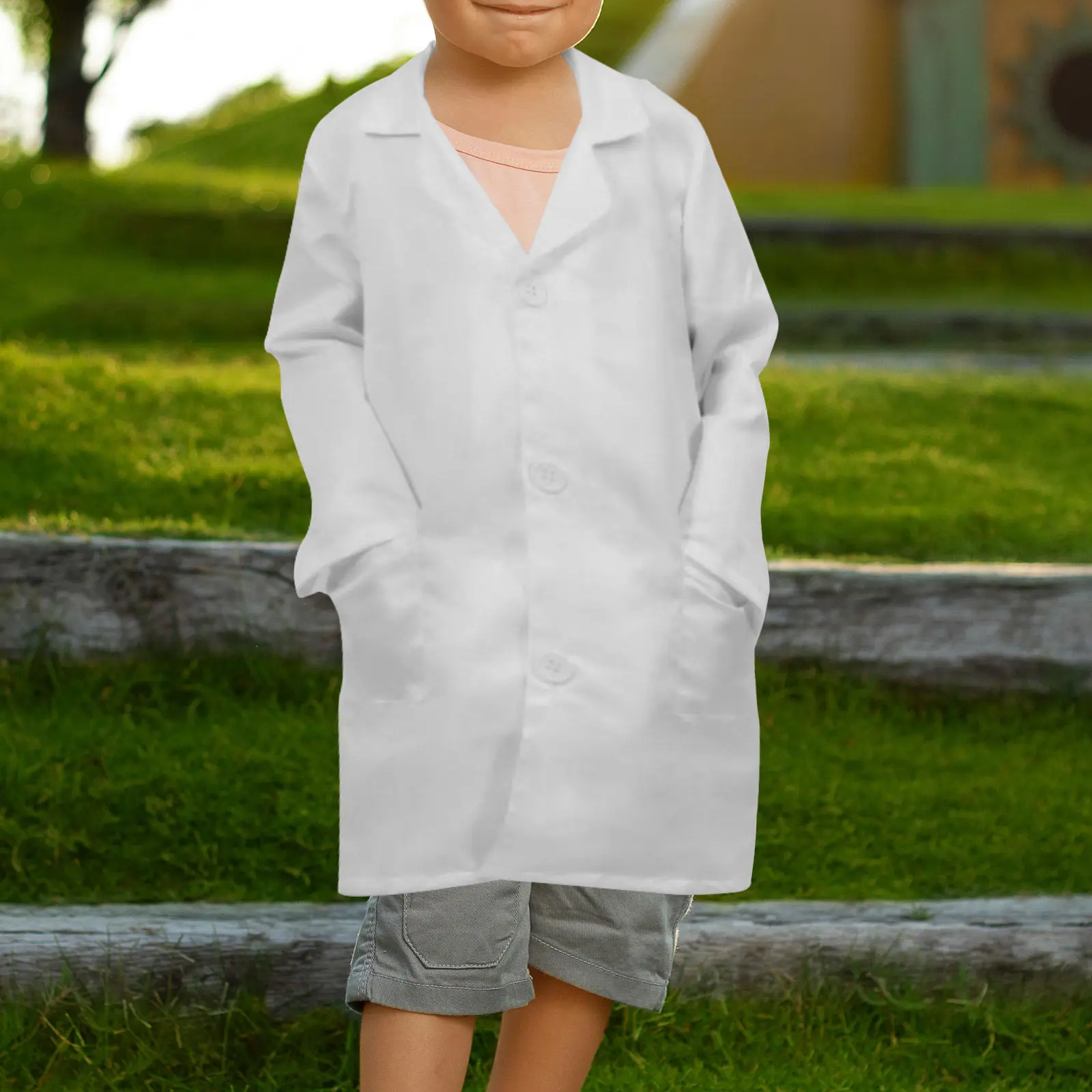 Kids White Lab Coat for Boys and Girls Long Sleeve Doctor Costume for Science Experiments Kindergarten Role Play Halloween