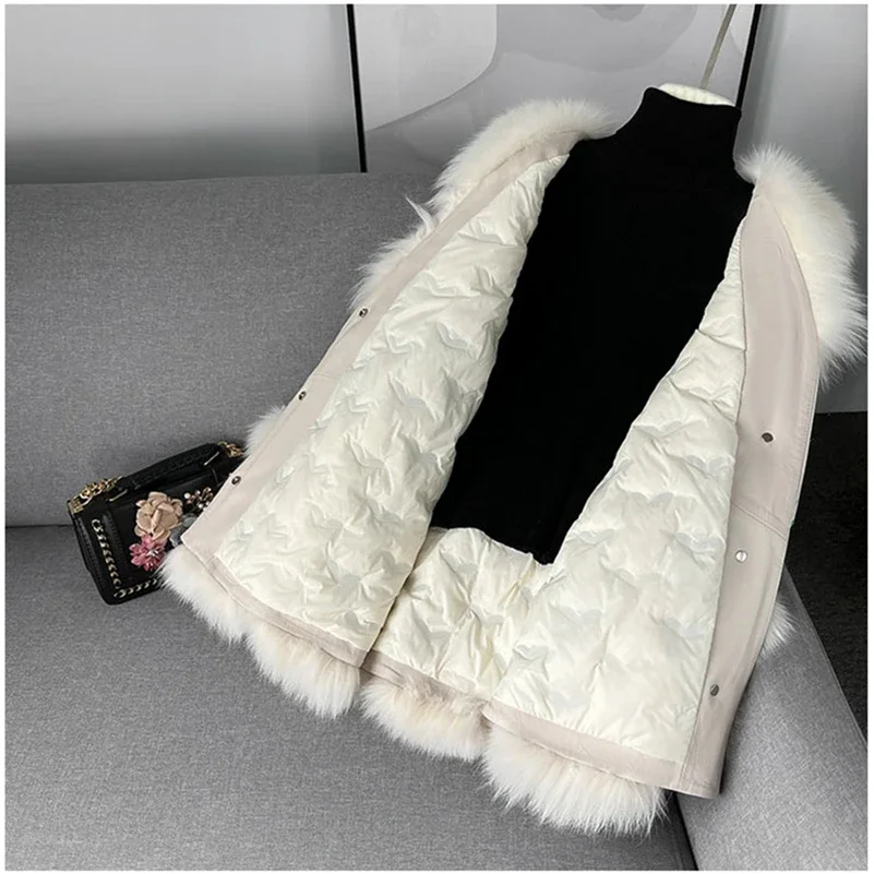 2024 Women Luxury Real Fox Fur Coat Jacket  Brand New Winter Natural Fox Fur Coats Parkas CT2152