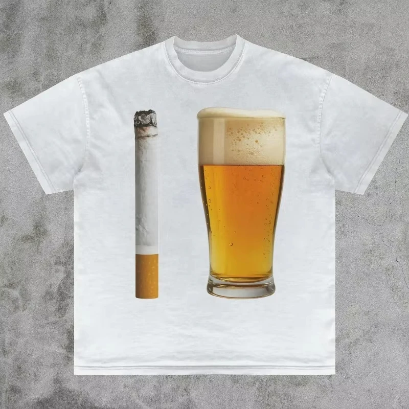 2026 Beer and Cigarette T-Shirt  Alcohol Funny Offensive Sarcastic Humor Edgy Clothes Dank Memes