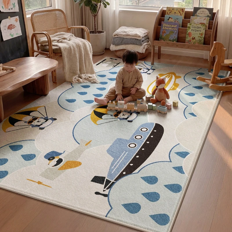 Cartoon Style Rugs for Bedroom Fluffy Soft Bedside Floor Mat Large Area Living Room Decoration Carpet Thick Plush Children's Rug