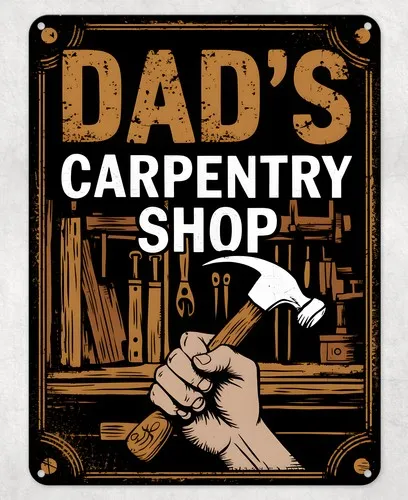 Dad's Carpentry Shop Metal Poster Wall Tin Sign Man Cave Shed Home Plaque --Tin Sign
