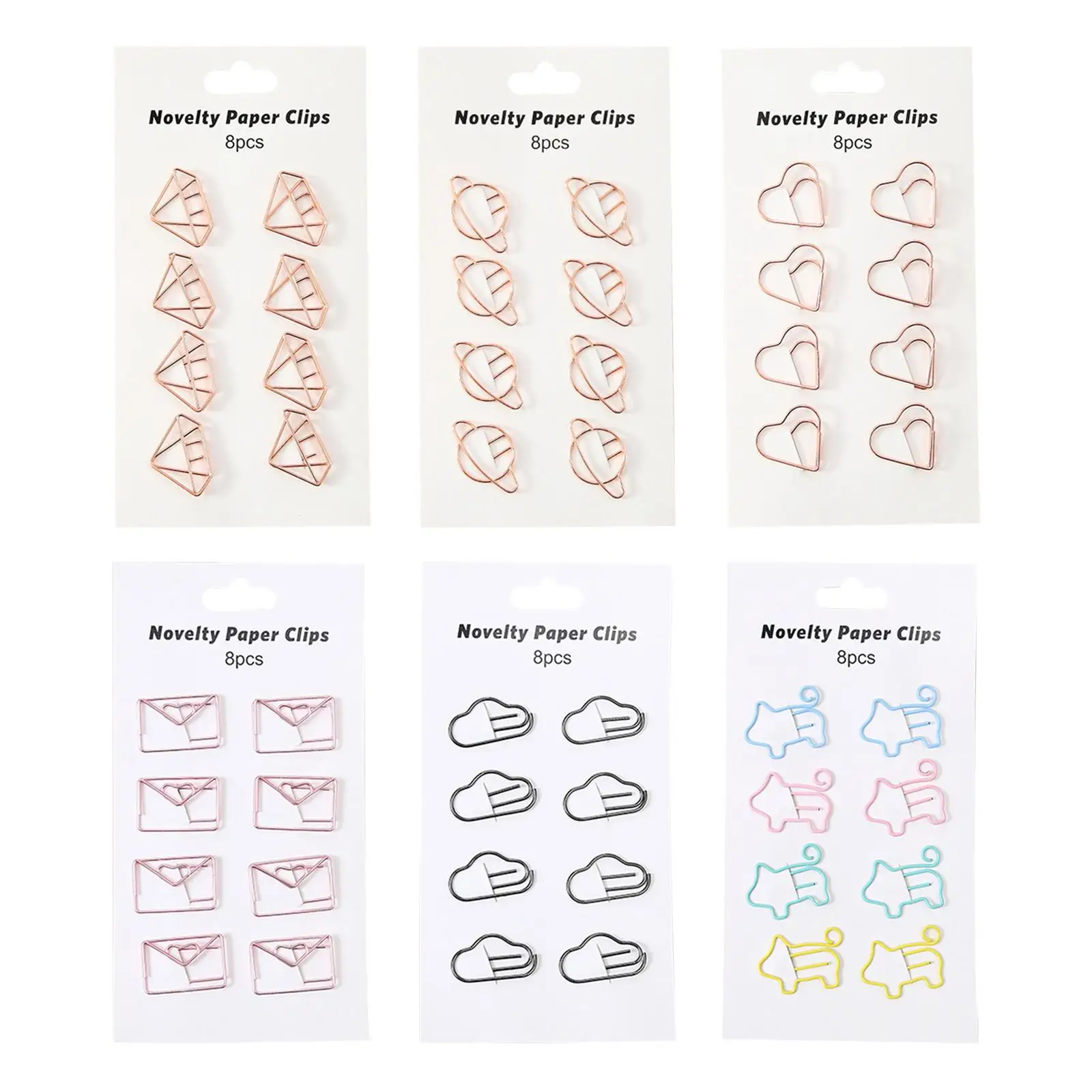 8Pcs Novelty Paper Clips Accessories Reusable Bookmark for Card Party Albums School File Note