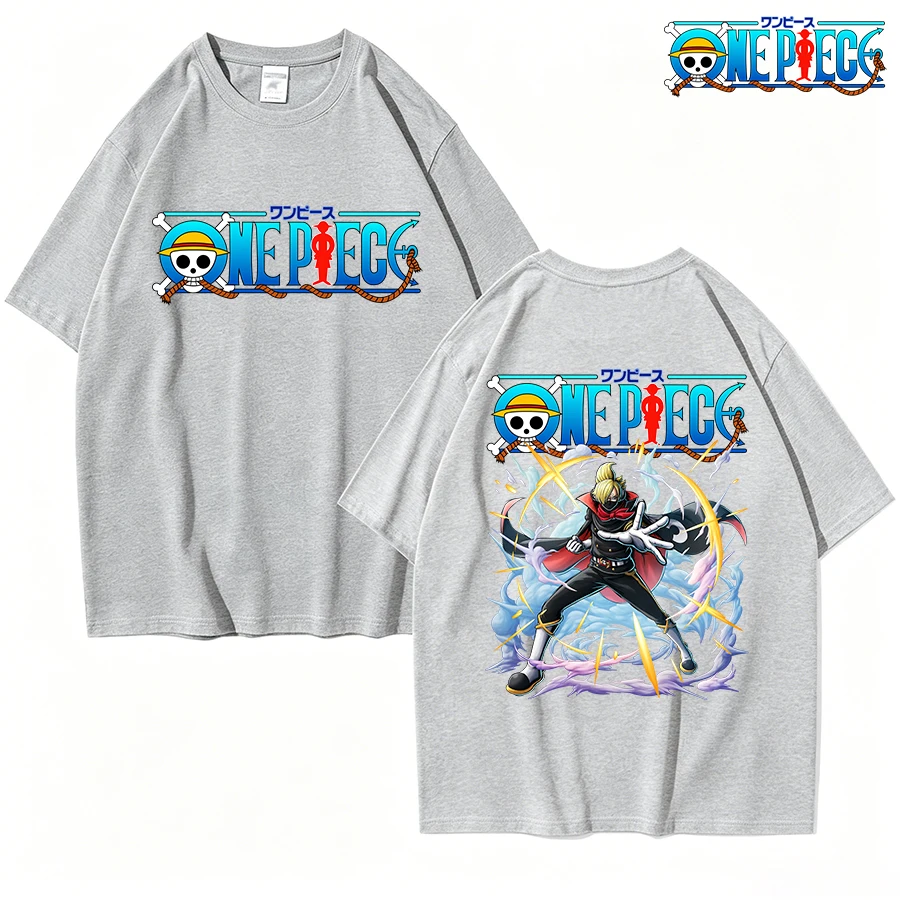 One Piece 2026 New Popular Sanji Anime Print Unisex Summer Pure Cotton Street Fashion T-shirt Casual Top, Couple's T-shirt