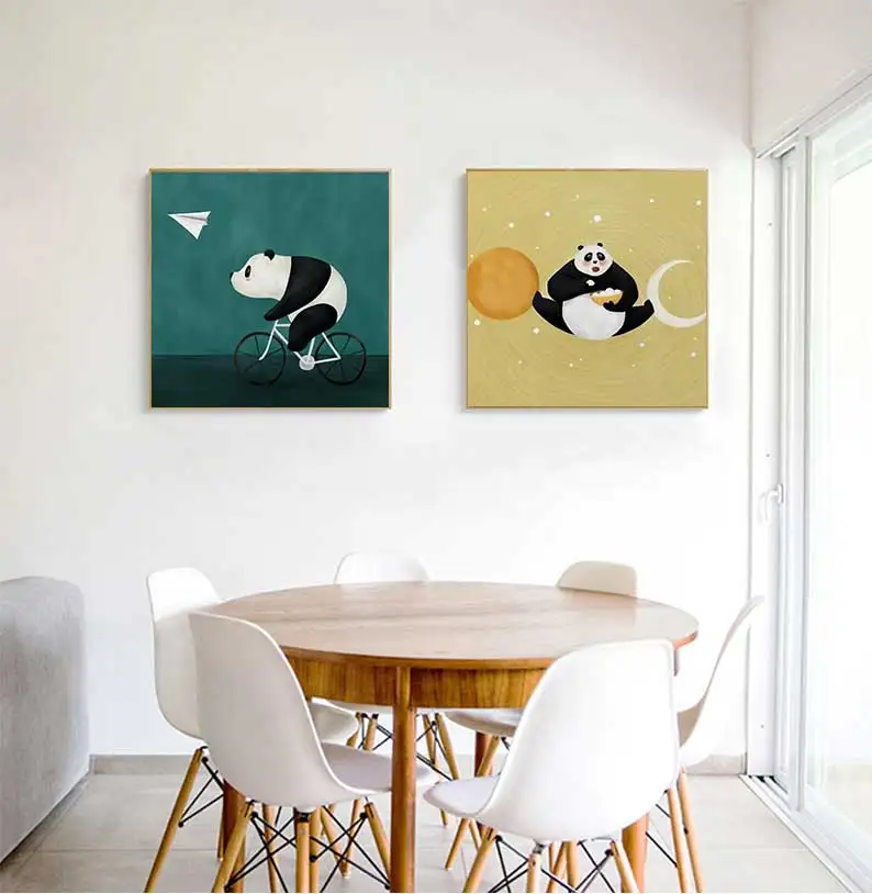 Panda Children's Room Decoration Painting Bedroom Bedside Prints Modern Minimalist Creative Childlike Cartoon Mural