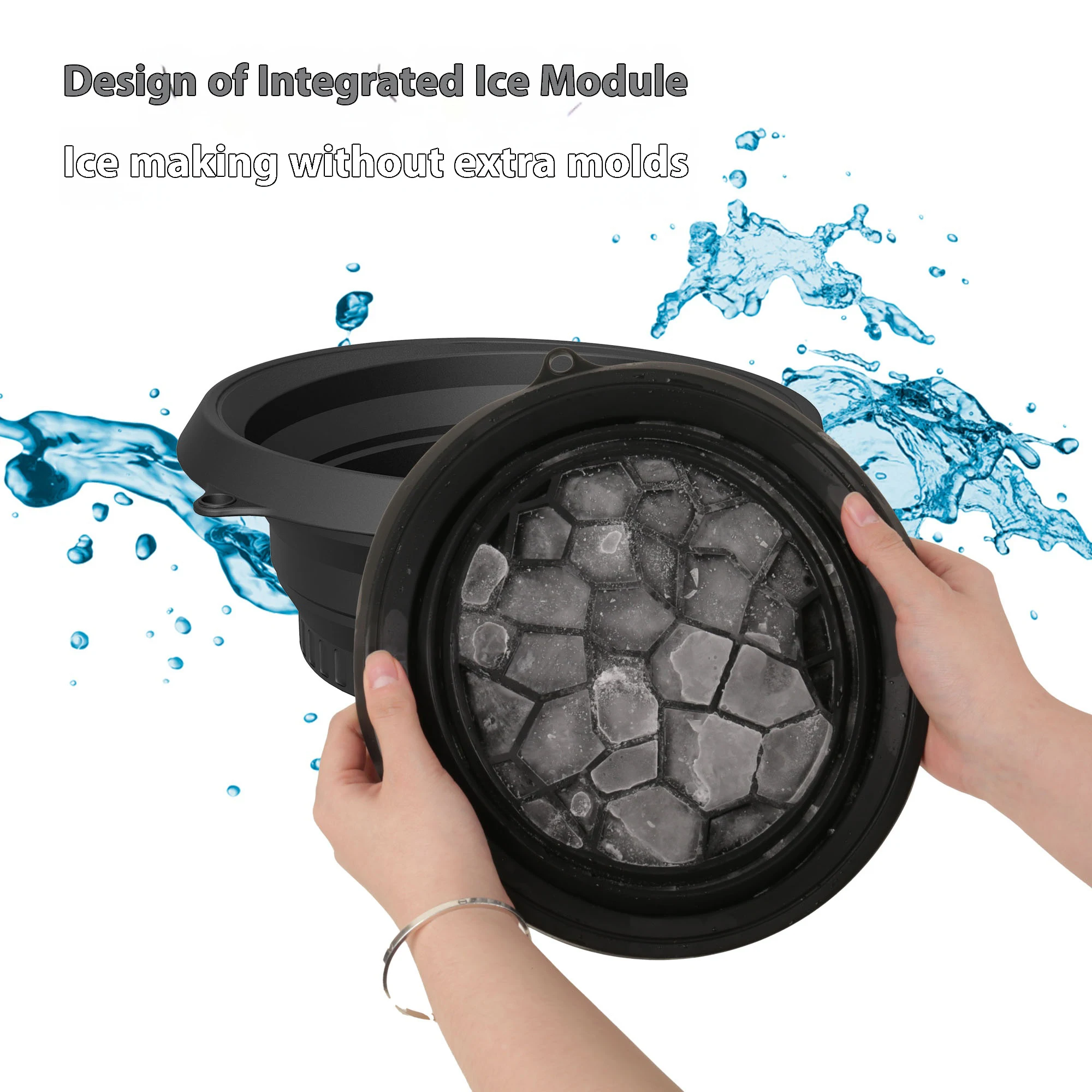 Ice Wash Bowl Silicone Folding Basin Built-in Ice Grid Portable Firming Skin Shrink Pores Eliminate Puffiness Facial  Care Tools