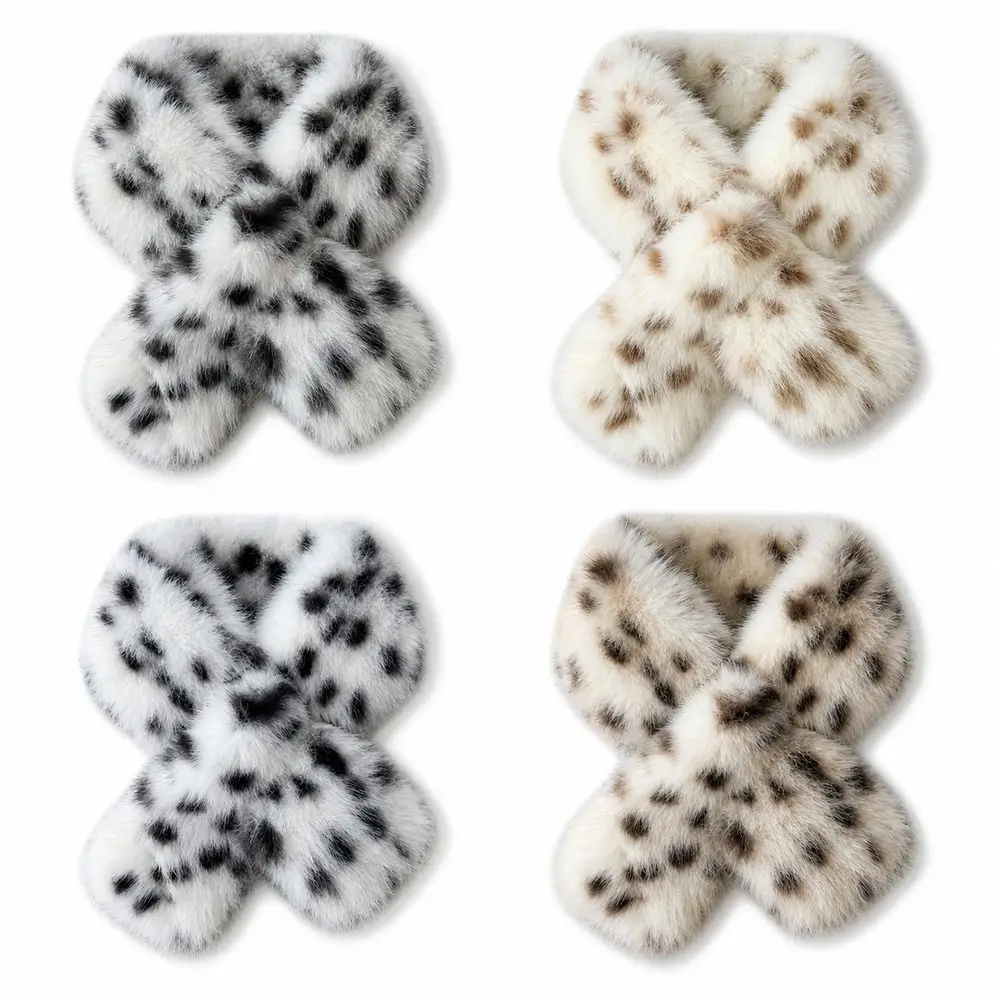 New Leopard Print Neck Scarf Crossover Thickened Pull Through Scarf Soft and Fluffy Faux Fur Winter Neck Warmer Daily Outfits
