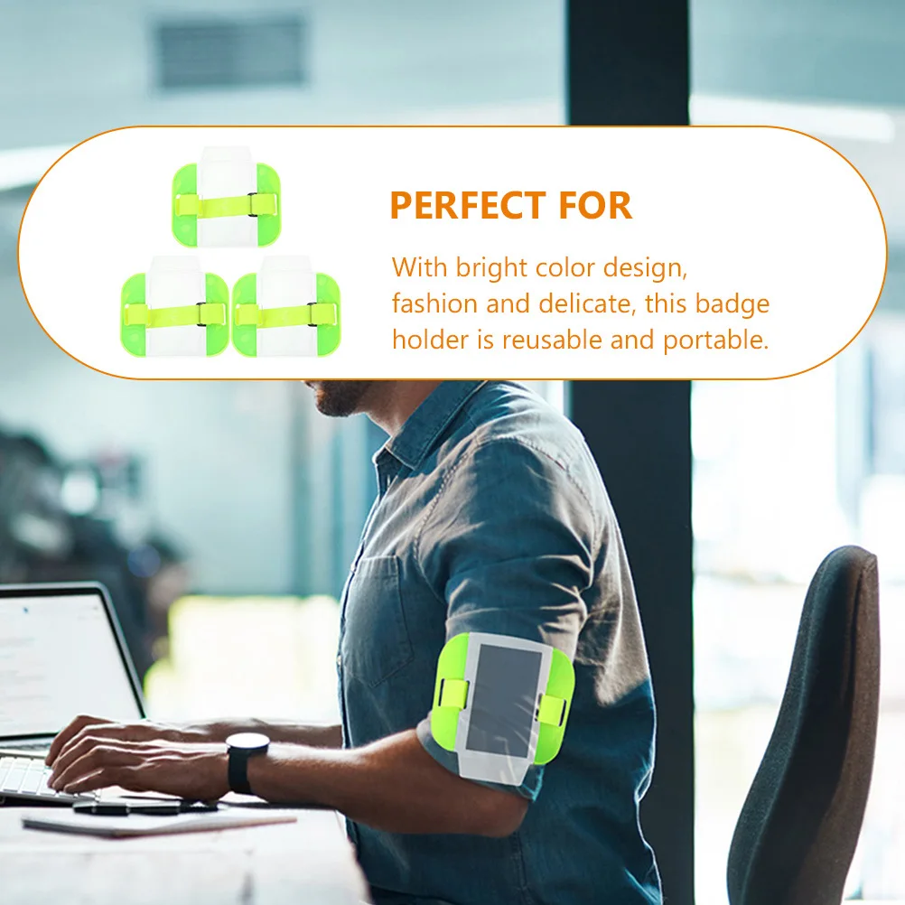 3pcs Arm Holder Id Card Armband Adjustable For Worker Security Badge Holders Reusable Pvc Nylon Portable Badge Holder Armband