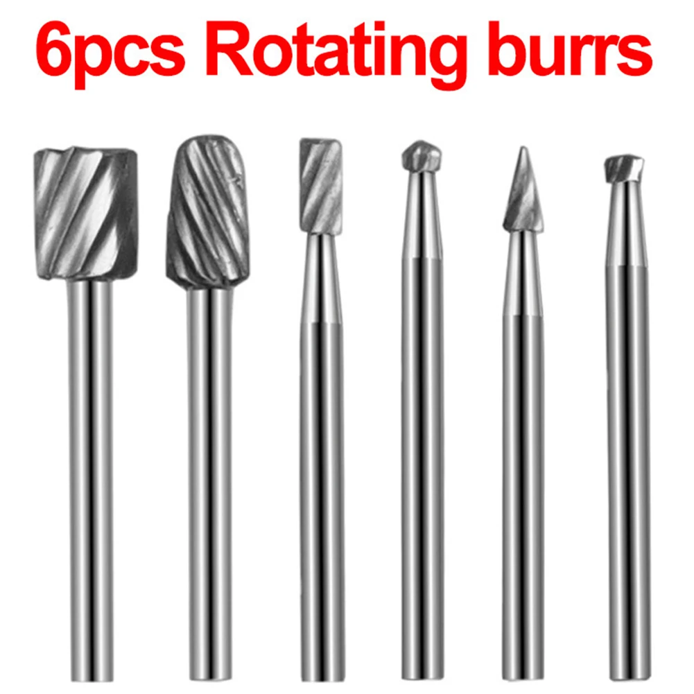 

6PCS HSS Rotary Multi Tool Burr Routing Router Bit Mill Cutter Attachment Drill Bits For Metal Milling Electric Rotary Tools