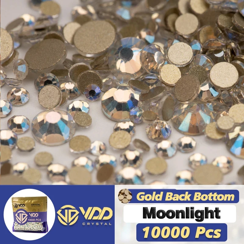 VDD 10000 Stuks Groothandel Hoge Kwaliteit Kristal Steentjes Goud Platte Achterkant Glas Niet Hotfix Strass Stenen DIY Nail Art Accessoires