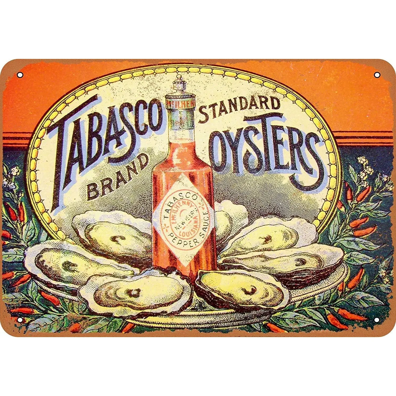 Letrero de pared de metal de estilo vintage para salsa de chile tailandesa y lata de abulón, decoración colgante retro