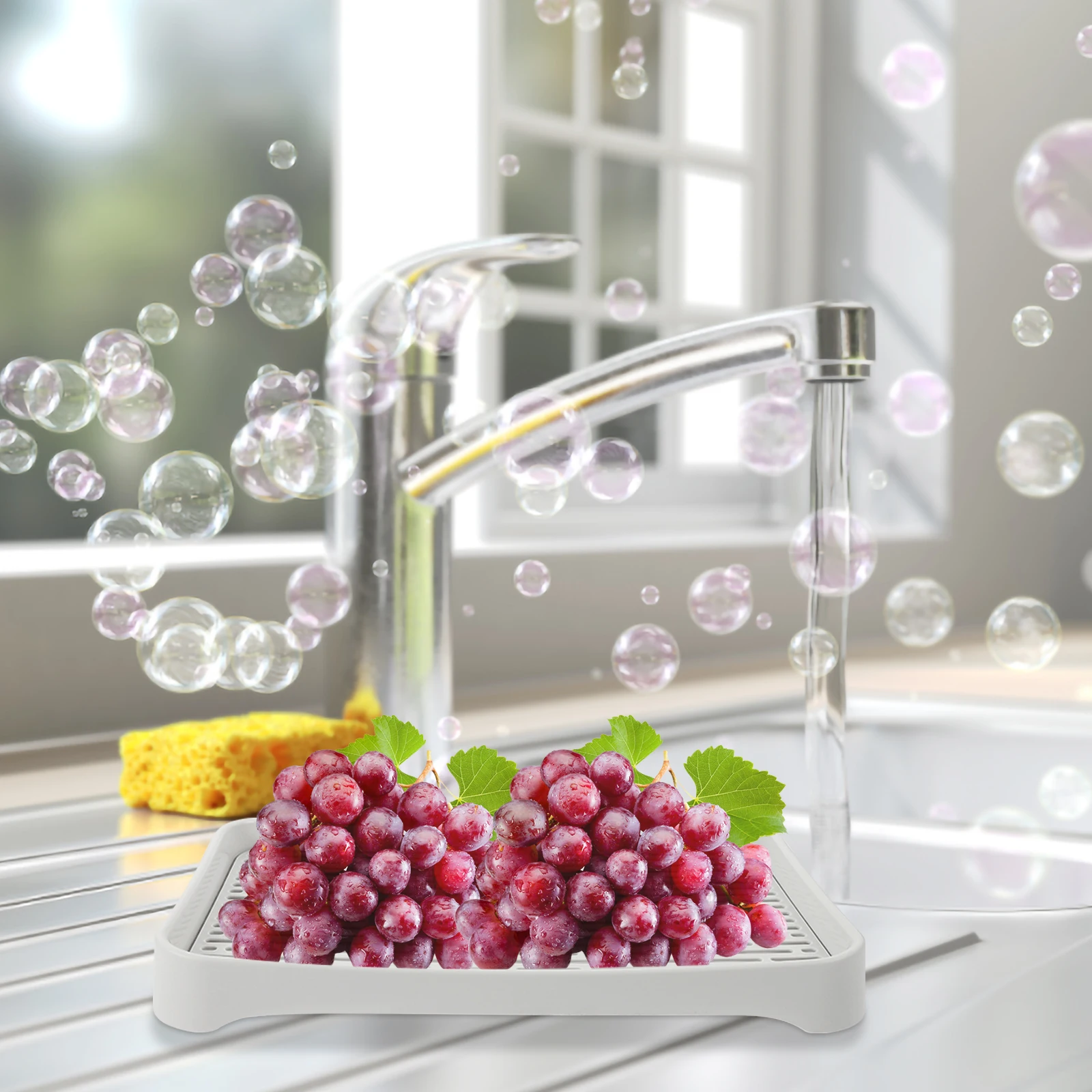 

Plastic Dish Drying Tray Rack for Kitchen 2 Tier Bathroom Board Material Non Slip Draining Fruit Plate Holder Storage