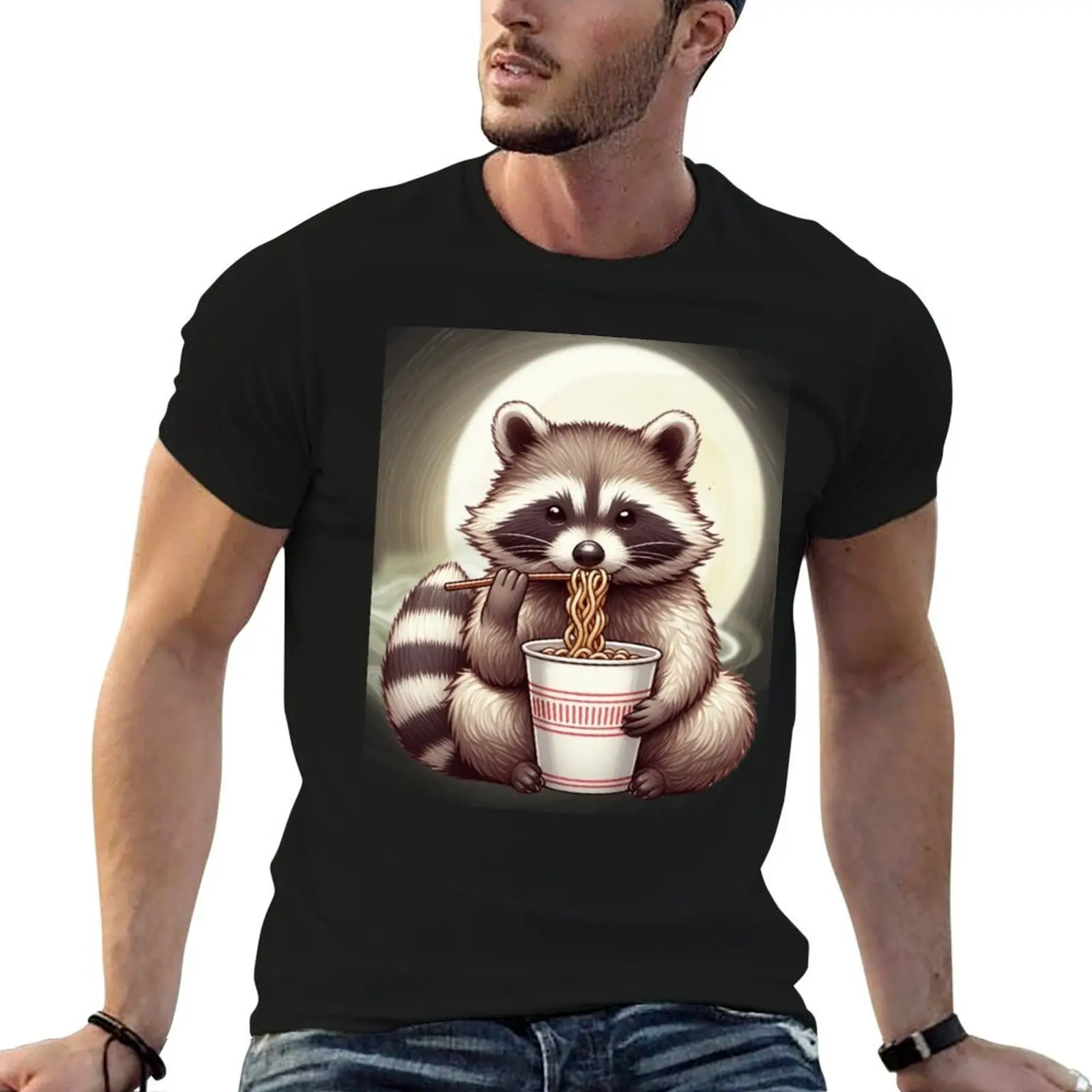 Raccoon Eating Instant Noodle Cup Funny Gifts For Women Men T-Shirt anime t shirts clothes mens graphic t-shirts funny