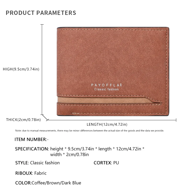 Men's Fashion Business Short Wallet with Zipper Coin Pocket  Luxury Brand Card Slots Horizontal Soft Synthetic Leather Wallet image 5