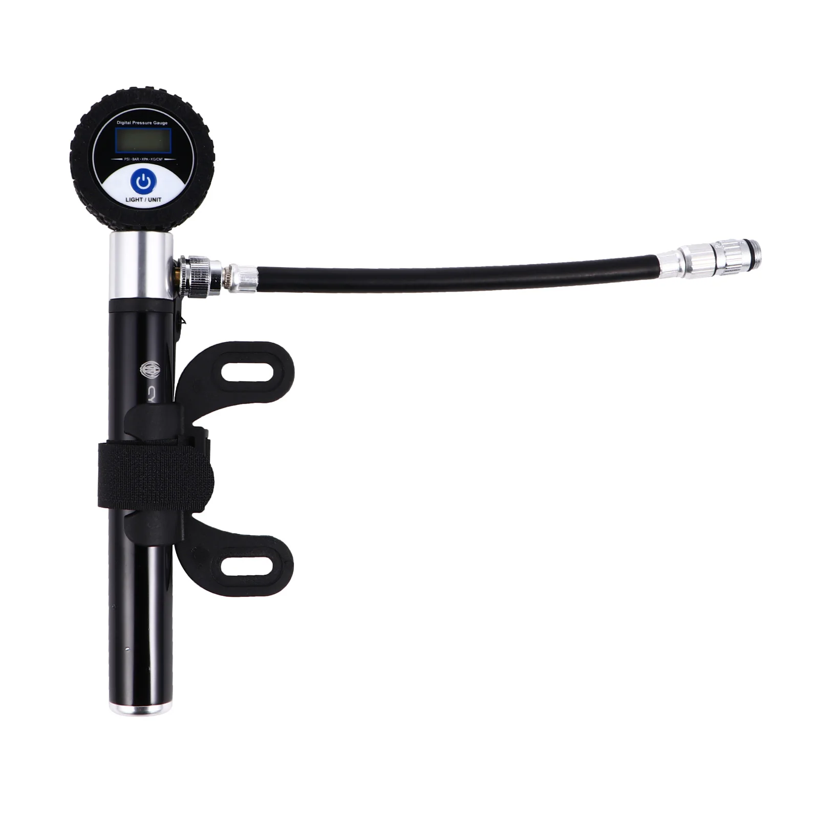 

High Pressure Bike Tire Pump with Digital Display Mini Handheld Inflatable Tyre Inflator Aluminium Alloy Smooth Pull Rod Long