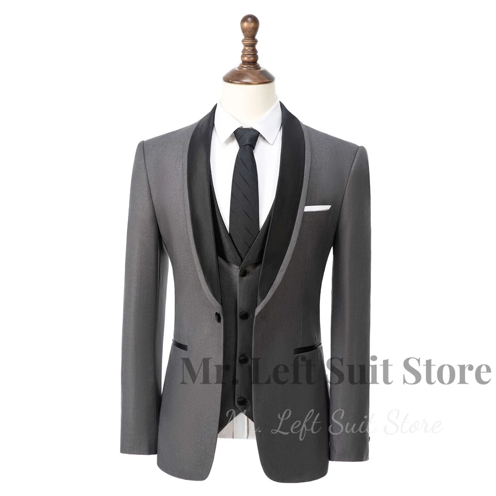 

Men's Suits 3 Pieces Fashion Groom Slim Fit Wedding Prom Tuxedo Business Formal Suit Male (Jacket+vest+Pants) Customizable