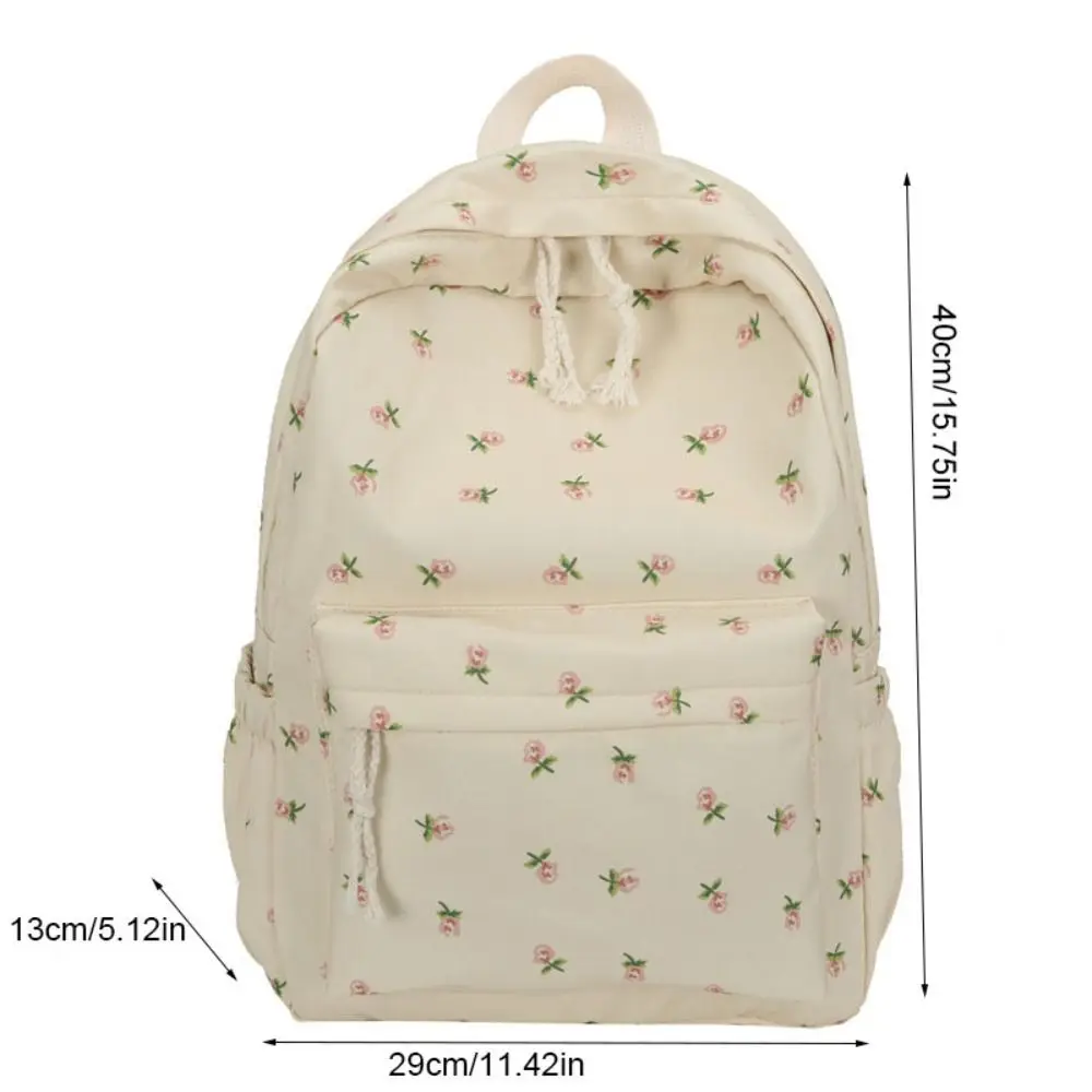 Embroidery Floral Backpack Large Capacity Korean Style Students School Bag Travel Bag Handbag Floral Shoulder Bag Students